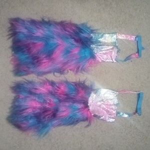 Gartered fluffies with matching gloomy bear hat